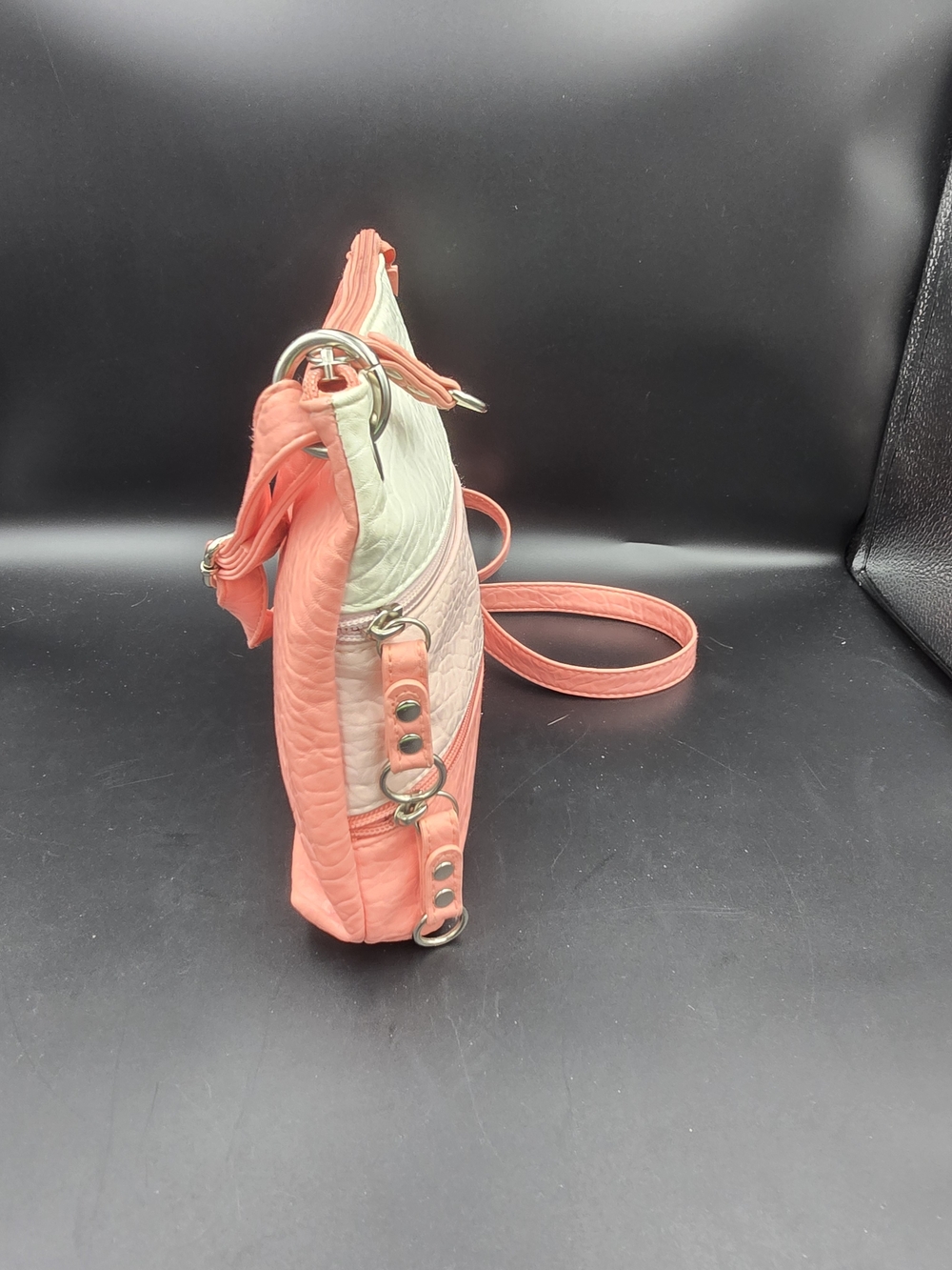 Rosetti Tricolor Pebbled Crossbody - Coral, Blush & Cream - Picture 2 of 14